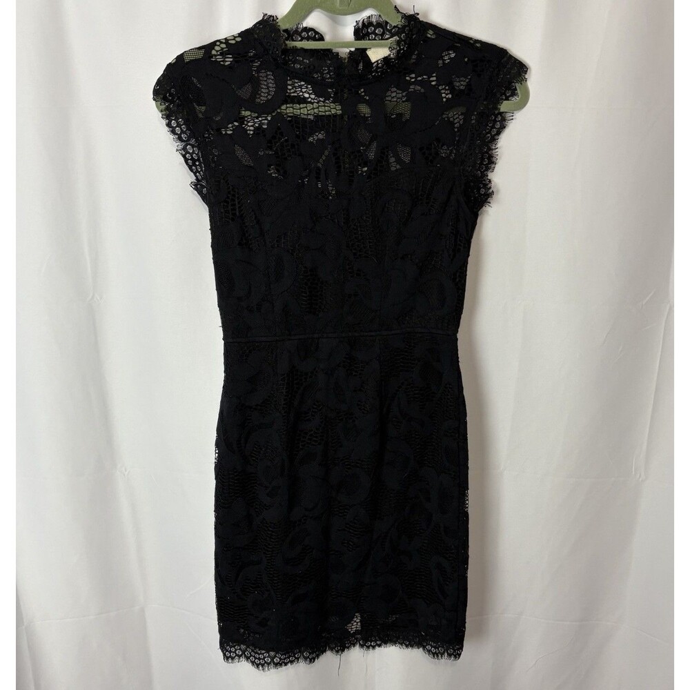 SANS SOUCI Size S Black High Neck Lace Overlay Sleeveless Dress Party Sexy Sweet